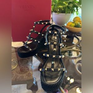 Authentic Valentino Rockstud Ankle Strap Wedge
